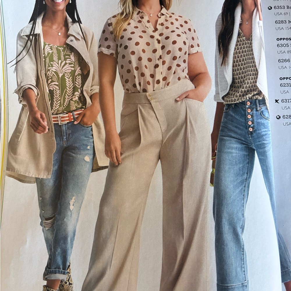 CAbi Traipse Trouser Size 10 6266 Linen Blend Cream EUC